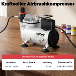 Airbrush Kompressor AF18-2 Membrankompressor 4 bar Abschaltautomatik Manometer