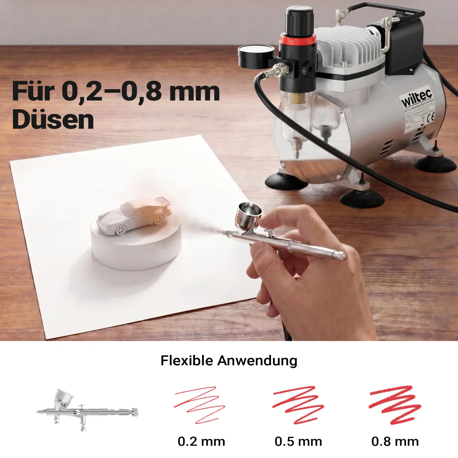 Airbrush Kompressor AF18-2 Membrankompressor 4 bar Abschaltautomatik Manometer