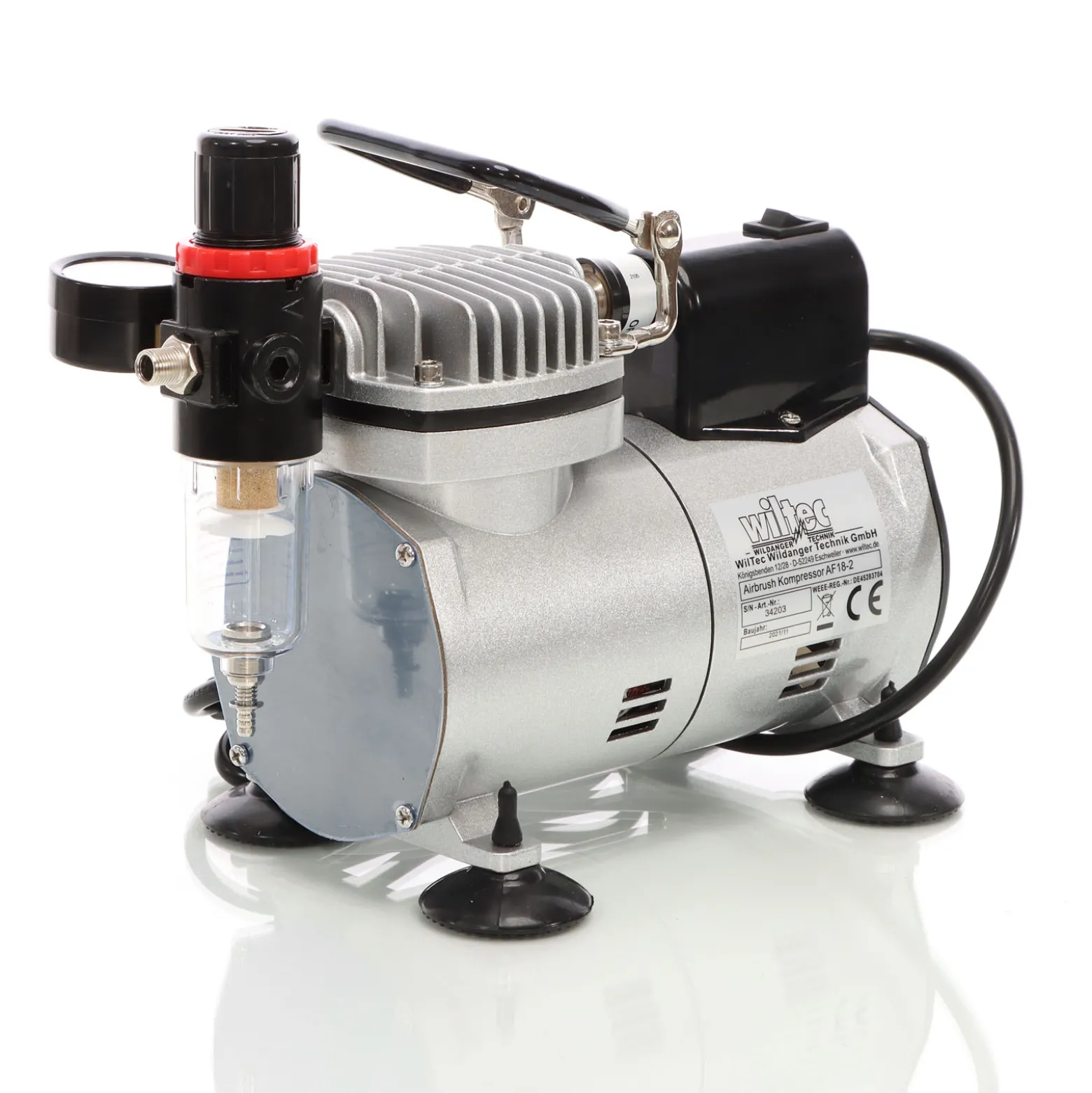 Airbrush Kompressor AF18-2 Membrankompressor 4 bar Abschaltautomatik Manometer
