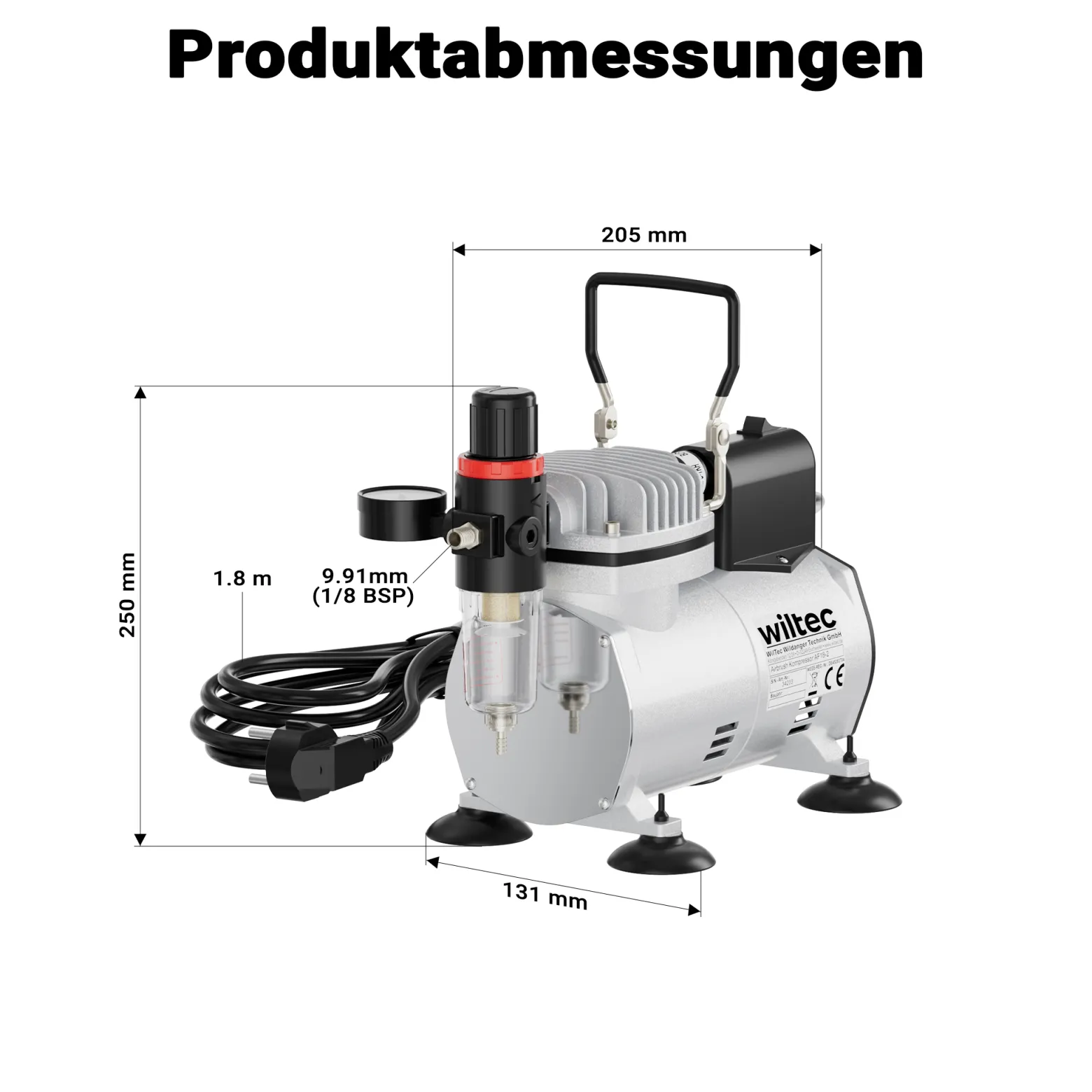 Airbrush Kompressor AF18-2 Membrankompressor 4 bar Abschaltautomatik Manometer