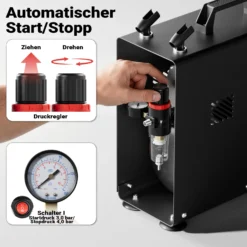 Airbrush Kompressor AS196A mit Lufttank 2 Zylinder Kolben 6 bar 2 Stufenschalter