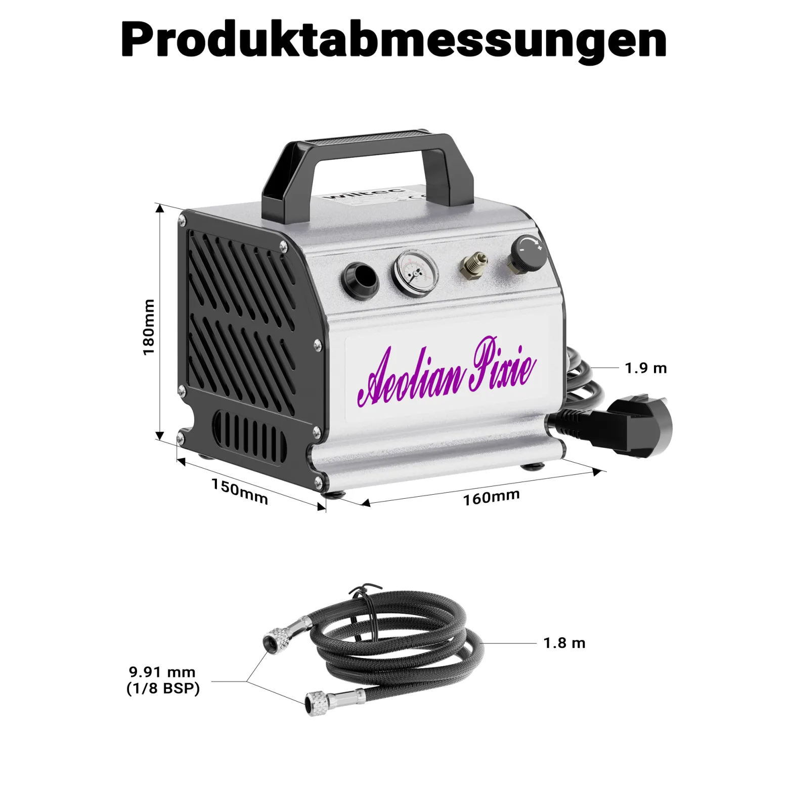 Airbrush Kompressor AS176 kompakt Airbrushkompressor 3 bar Einzylinder