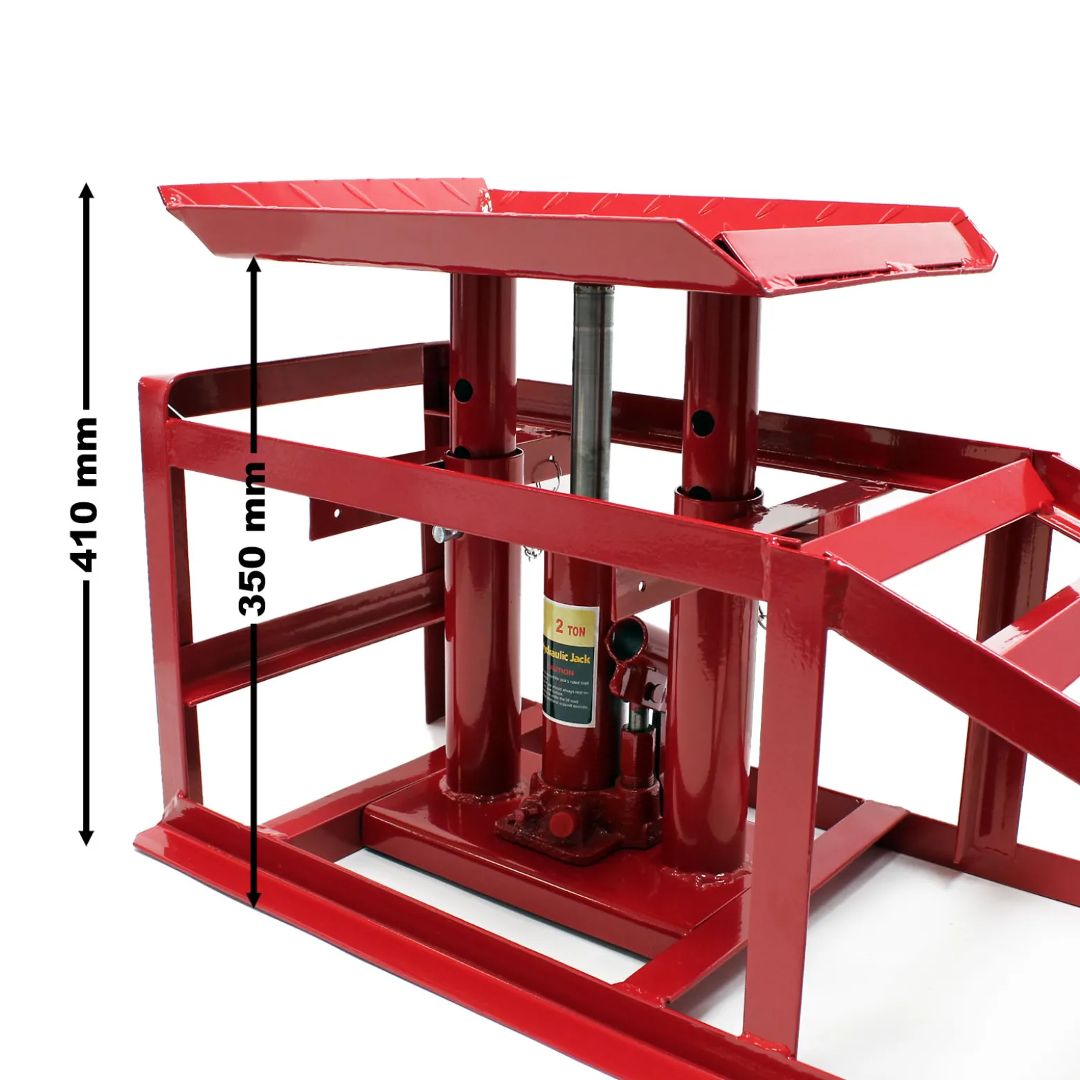 Auffahrrampe mit hydraulischem Wagenheber 2000kg höhenverstellbar Reifenbreite bis 225mm
