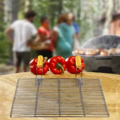 BBQ Grillrost Eckig 67x40cm aus Hochwertigem Edelstahl mit Handgriffen für Gasgrill, Kugelgrill usw.