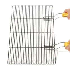 BBQ Grillrost Eckig 67x40cm aus Hochwertigem Edelstahl mit Handgriffen für Gasgrill, Kugelgrill usw.