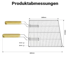 BBQ Grillrost Eckig 54x34cm aus Hochwertigem Edelstahl mit Handgriffen für Gasgrill, Kugelgrill usw.