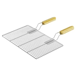 BBQ Grillrost Eckig 54x34cm aus Hochwertigem Edelstahl mit Handgriffen für Gasgrill, Kugelgrill usw.