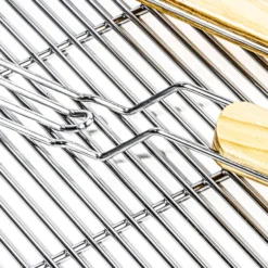 BBQ Grillrost Eckig 60x40cm aus Hochwertigem Edelstahl mit Handgriffen für Gasgrill, Kugelgrill usw.
