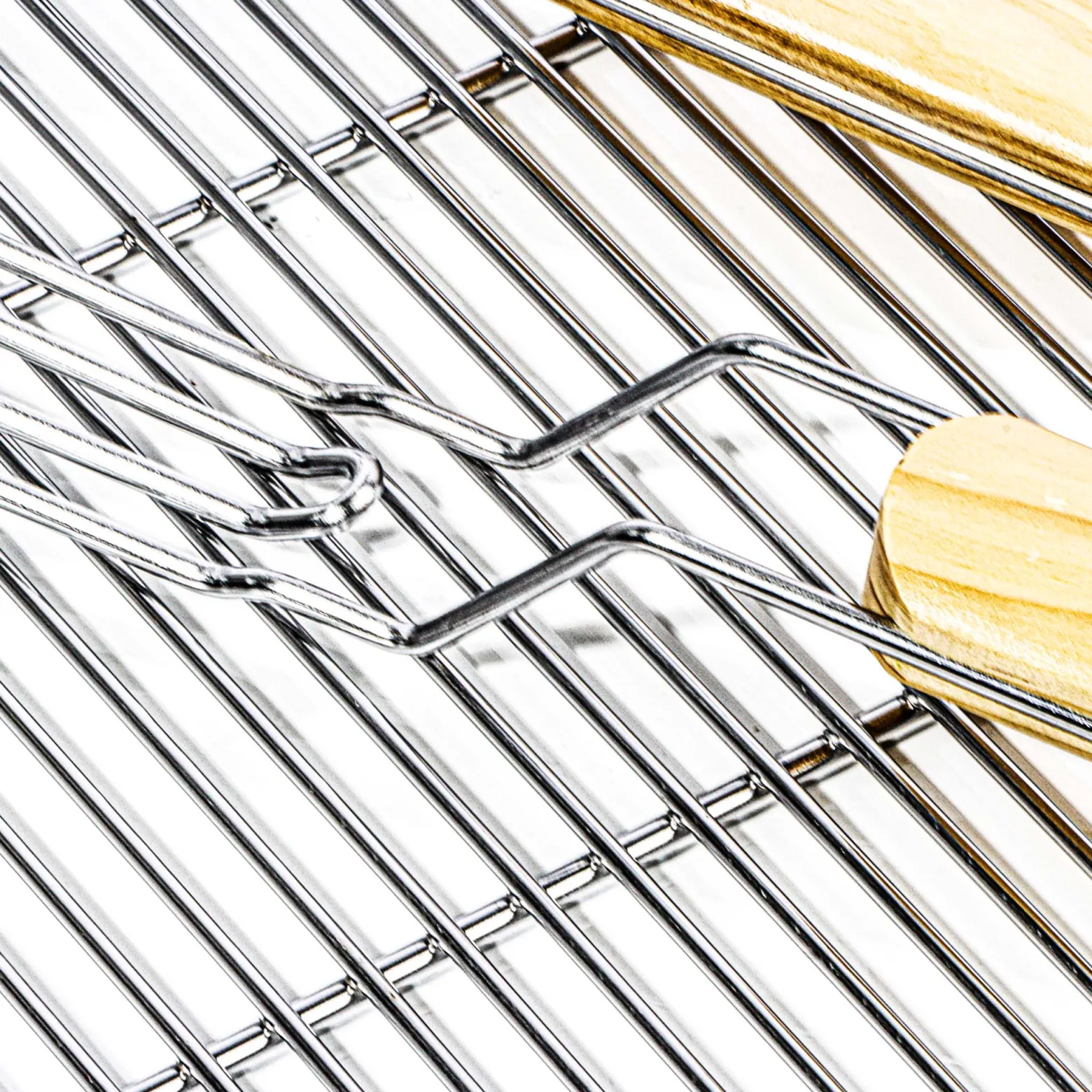 BBQ Grillrost Eckig 60x40cm aus Hochwertigem Edelstahl mit Handgriffen für Gasgrill, Kugelgrill usw.