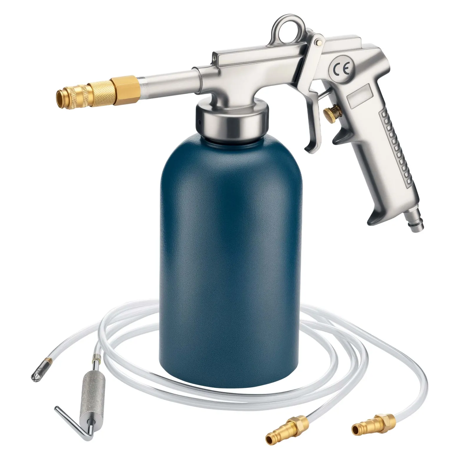 Druckbecherpistole 1100ml 4-6bar 1/4" Hohlraumpistole u. Schläuche Spritzpistole Hakendüse Runddüse