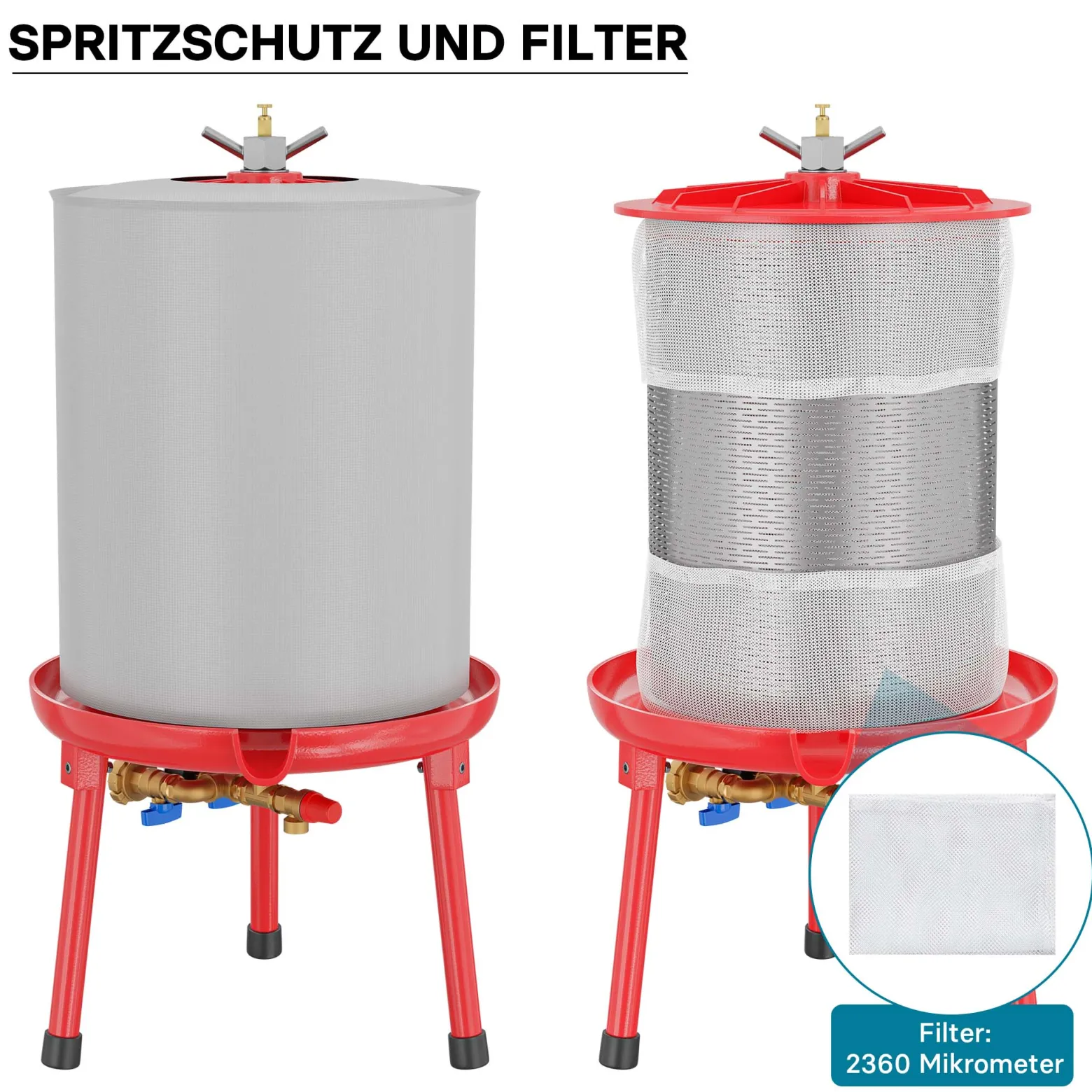 Edelstahl Hydropresse mit 40 Liter Korbinhalt, Wasserdruckpresse mit 3 bar zum Pressen von Obst