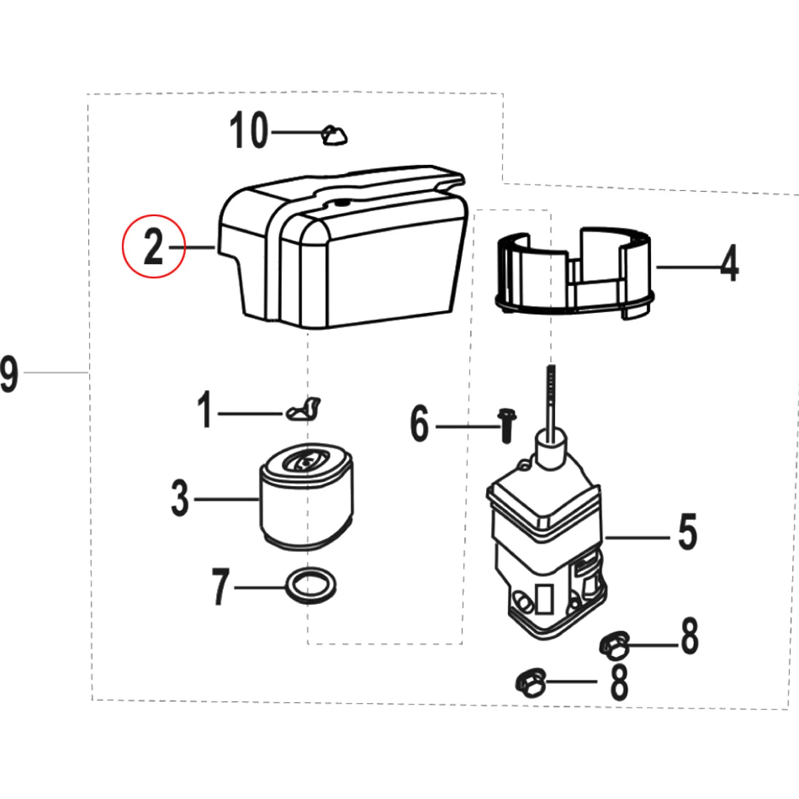 Ersatzteil für LIFAN Benzinmotor 13 PS Luftfilterabdeckung