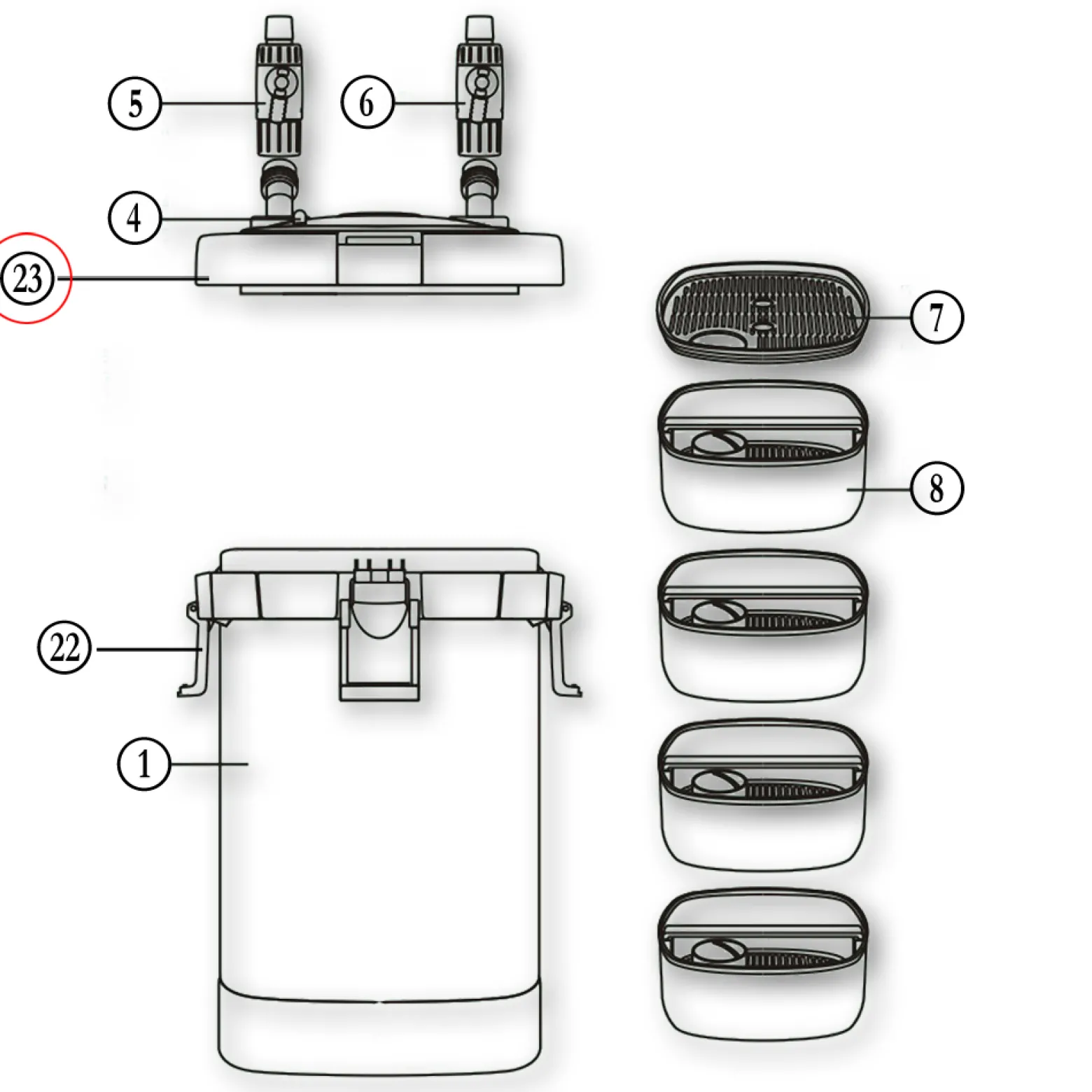 Ersatzteil für SunSun HW-504 Aquarium Außenfilter Filterkopf