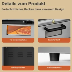 2-Etagen Pizza-Backofen 3000W mit Cordierit Stein für Pizza wie aus dem Steinofen Pizzaofen Backofen
