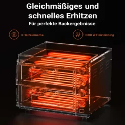 2-Etagen Pizza-Backofen 3000W mit Cordierit Stein für Pizza wie aus dem Steinofen Pizzaofen Backofen