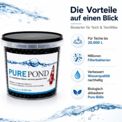 Evolution Aqua Pure Pond 1000 ml für Teiche bis 20000 l, Gelbälle Filterbakterien Biostarter für Teich und Teichfilter, Teichpflege