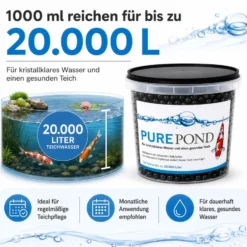 Evolution Aqua Pure Pond 1000 ml für Teiche bis 20000 l, Gelbälle Filterbakterien Biostarter für Teich und Teichfilter, Teichpflege