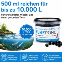Evolution Aqua Pure Pond 500 ml für Teiche bis 10000 l, Gelbälle Filterbakterien Biostarter für Teich und Teichfilter, Teichpflege