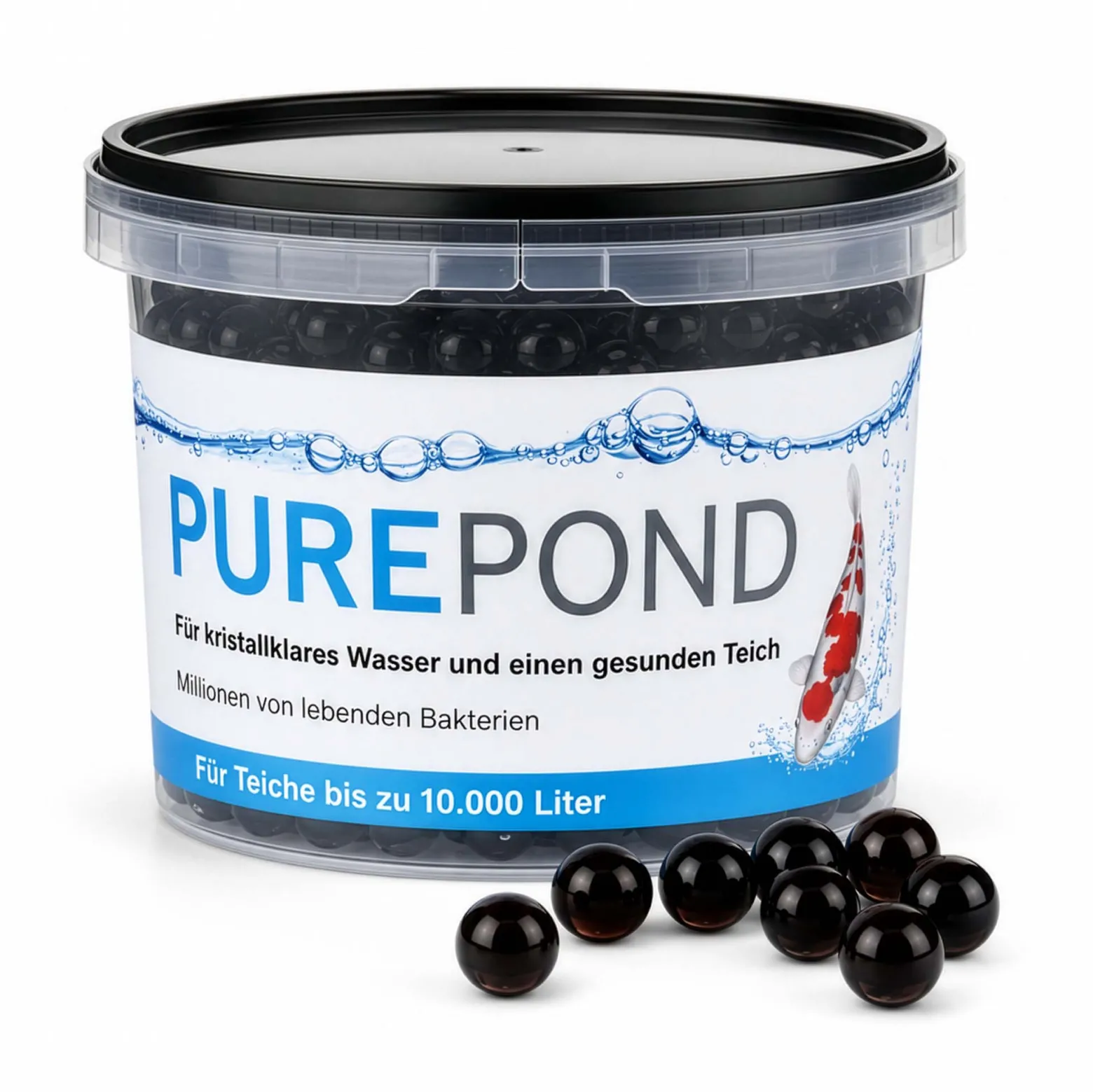 Evolution Aqua Pure Pond 500 ml für Teiche bis 10000 l, Gelbälle Filterbakterien Biostarter für Teich und Teichfilter, Teichpflege