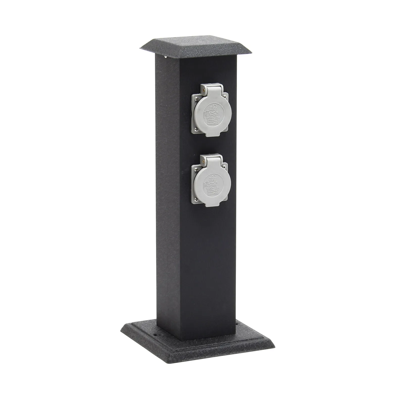 4-fach Außensteckdose Steckdosensäule Energiesäule Metall Outdoor Garten Außen IP44