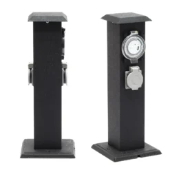 2-fach Außensteckdose Steckdosensäule Energiesäule Metall Outdoor Garten Außen Zeitschaltuhr IP44