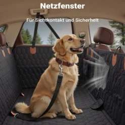Fudajo Decke für Rücksitz für Hunde 137x147cm, Teilbarer Rückbankschoner mit Sichtfenster für Autofahrten, Hundedecke als Autoschondecke in Schwarz