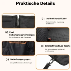 Fudajo Decke für Rücksitz für Hunde 137x147cm, Teilbarer Rückbankschoner mit Sichtfenster für Autofahrten, Hundedecke als Autoschondecke in Schwarz