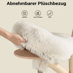 Fudajo Designer Kratzbaum mit Hängeliege, Katzenkratzbaum 59 x 59 x 169 cm, Katzenbaum bis max. 15 kg mit Sisal und Plüsch, Katzenmöbel mit 3 Etagen