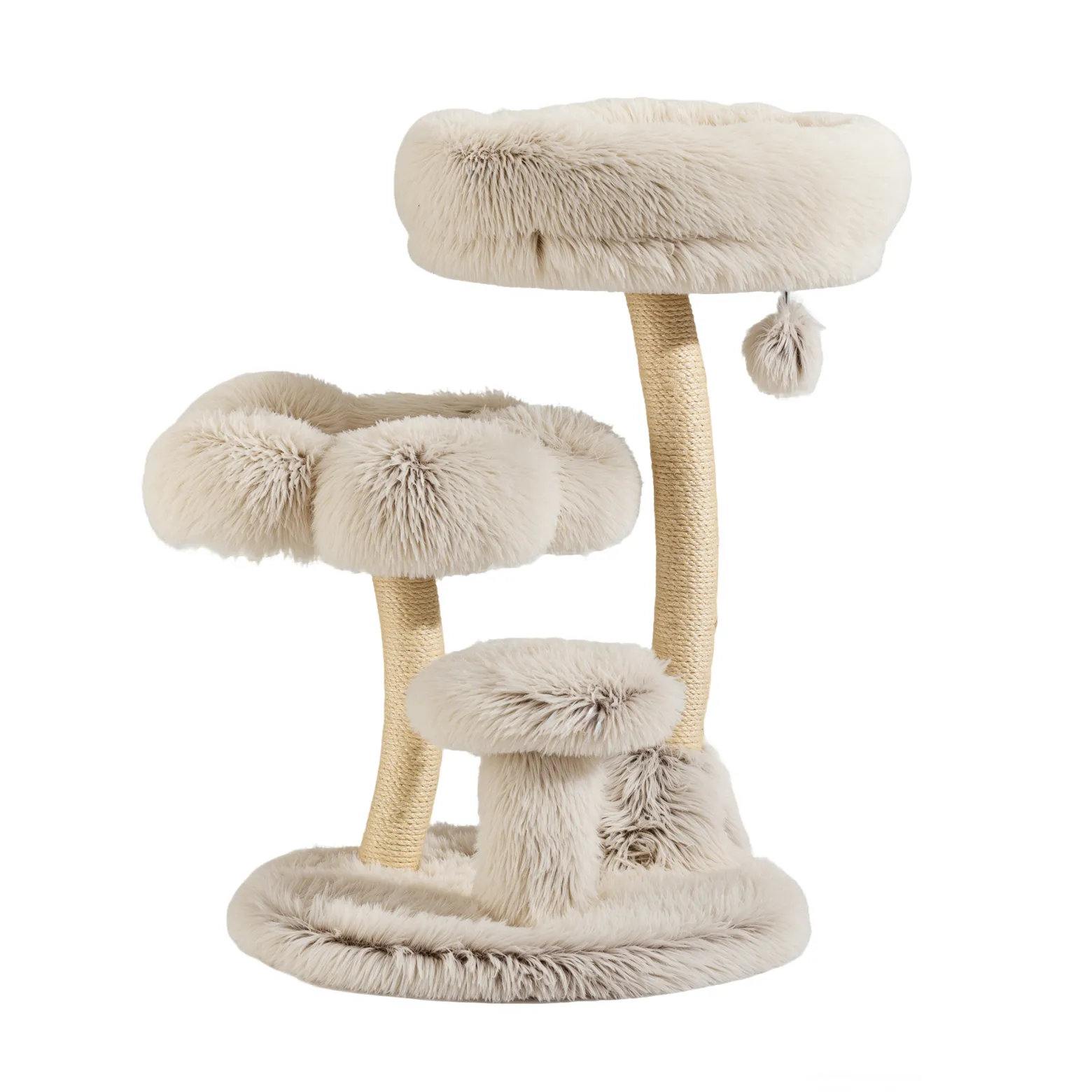 Fudajo Designer Kratzbaum 49 x 49 x 74 cm, Katzenkratzbaum mit Plüsch und Sisal, Kletterbaum für Katzen, Katzenbaum mit Spielball