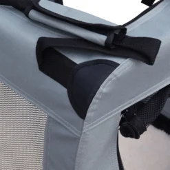 Fudajo Faltbare Transportbox für Hunde, Katzen L (70x52x50cm), robust, leicht, sicher, Hundebox mit Tragegriff und Decke, Grau