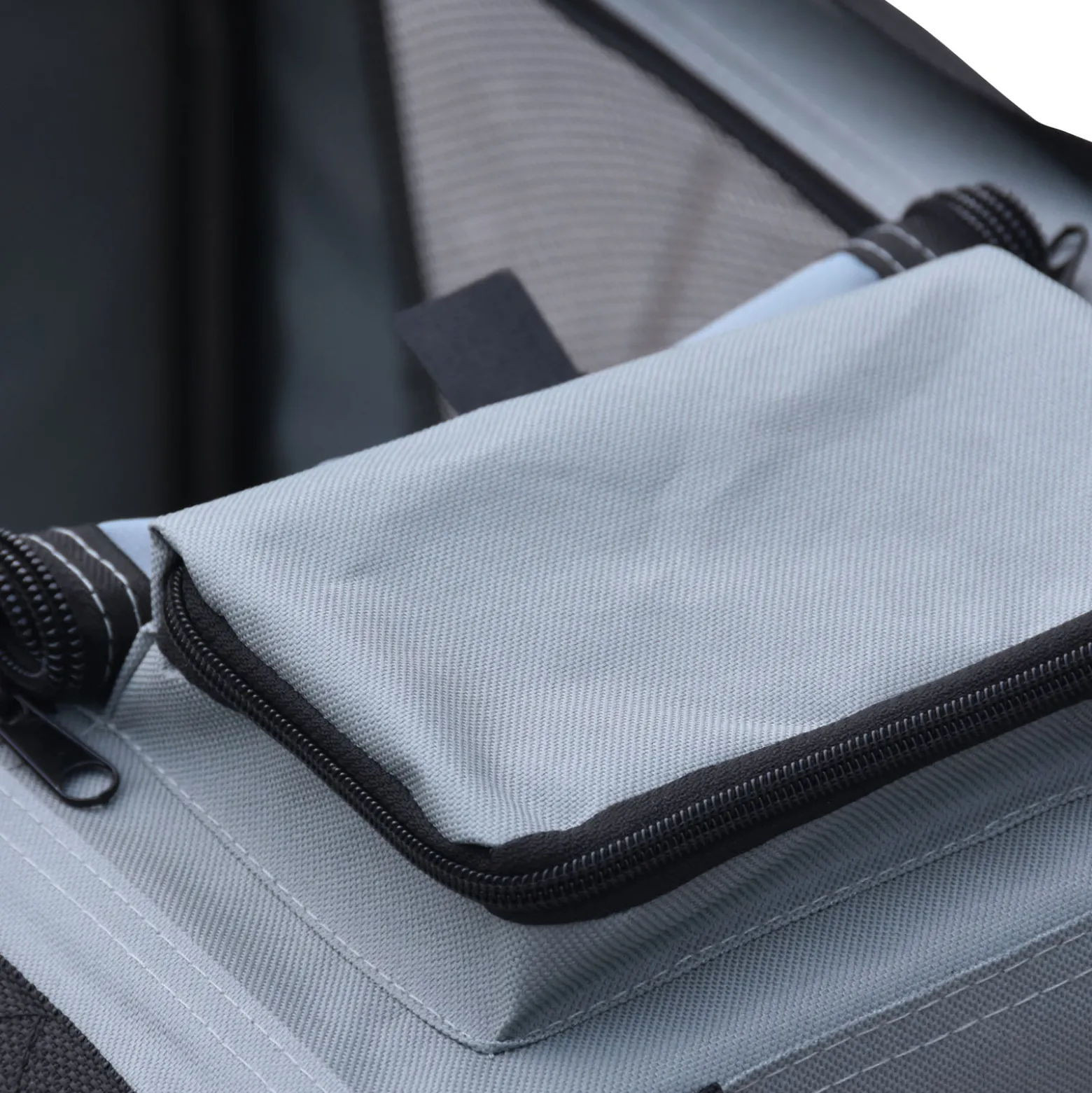 Fudajo Faltbare Transportbox für Hunde, Katzen L (70x52x50cm), robust, leicht, sicher, Hundebox mit Tragegriff und Decke, Grau