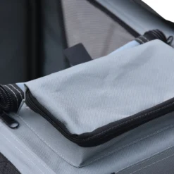 Fudajo Faltbare Transportbox für Hunde, Katzen S (50x35x35cm), robust, leicht, sicher, Hundebox mit Tragegriff und Decke, Grau