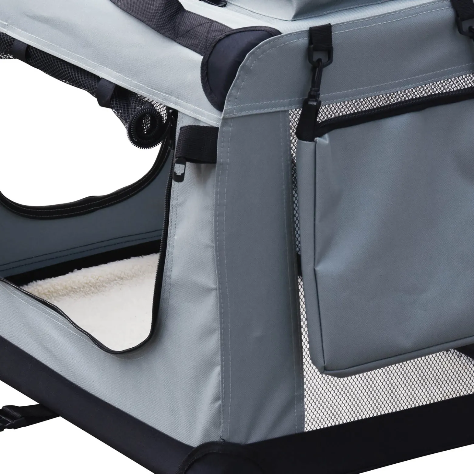 Fudajo Faltbare Transportbox für Hunde, Katzen S (50x35x35cm), robust, leicht, sicher, Hundebox mit Tragegriff und Decke, Grau