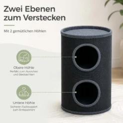 Fudajo Forest Kratztonne weiß-cremefarben Höhe 61 cm Ø 35 cm inkl. Kissen, Katzentonne mit 2 Eingängen