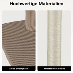 Fudajo Forest Oak 152 cm Kratzbaum beige, Katzenkratzbaum mit Katzenhaus, Hängematte und Sisal, Katzenbaum mit Massageelement