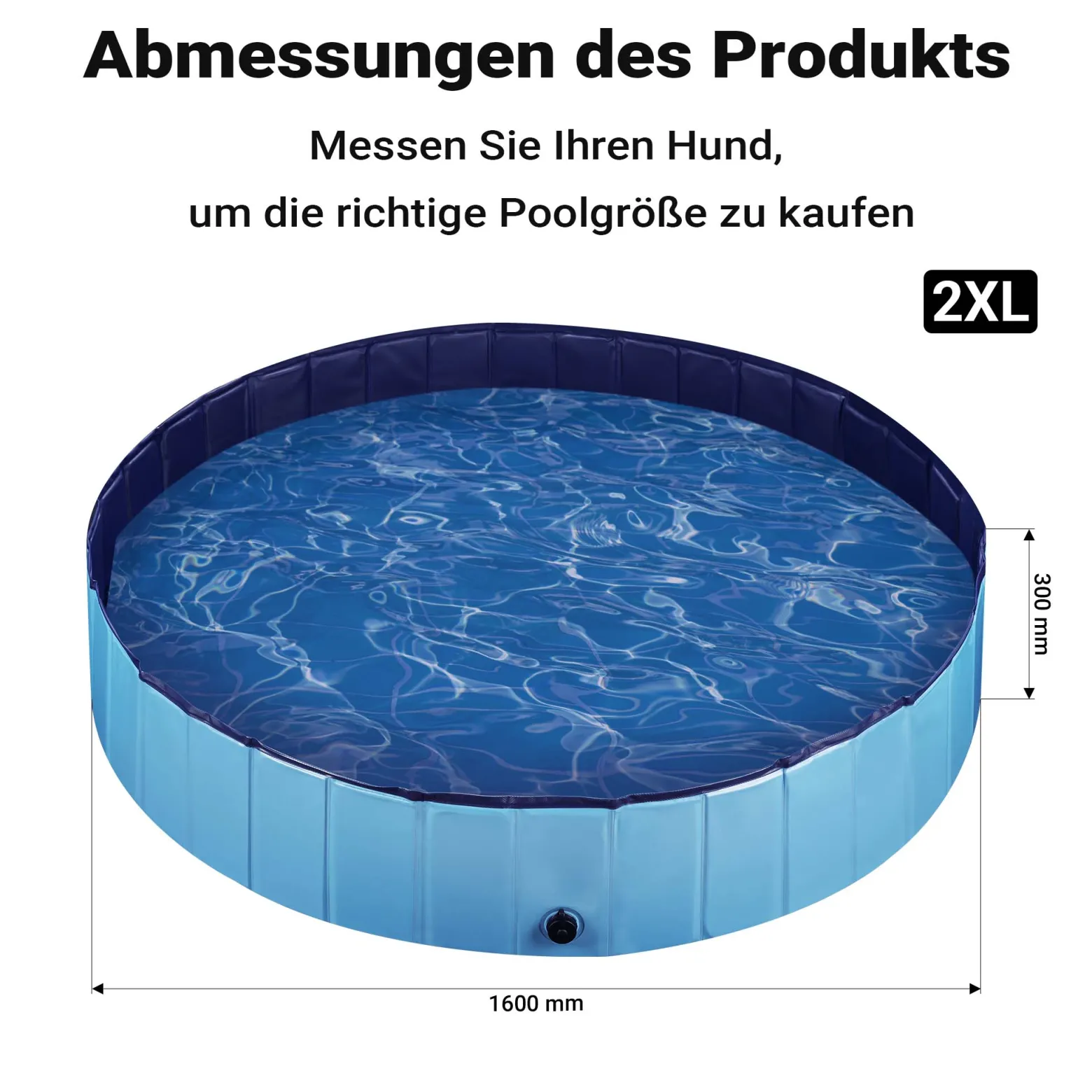 Fudajo Hundepool 160 x 30 cm rutschfestes Hundeplanschbecken, Hundeschwimmbad faltbar aus PVC, Hundebadewanne mit verstärkten Kanten, tragbarer Pool für Hunde