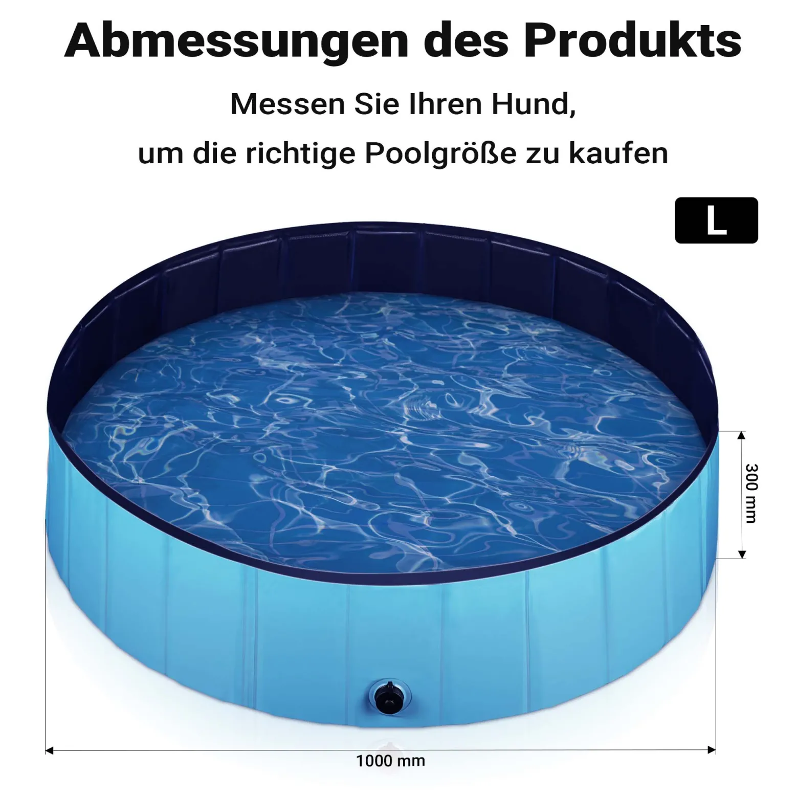 Fudajo Hundepool 100 x 30 cm rutschfestes Hundeplanschbecken, Hundeschwimmbad faltbar aus PVC, Hundebadewanne mit verstärkten Kanten, tragbarer Pool für Hunde