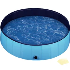 Fudajo Hundepool 120 x 30 cm rutschfestes Hundeplanschbecken, Hundeschwimmbad faltbar aus PVC, Hundebadewanne mit verstärkten Kanten, tragbarer Pool für Hunde