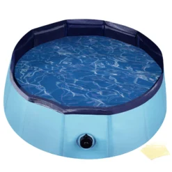 Fudajo Hundepool 60 x 20 cm rutschfestes Hundeplanschbecken, Hundeschwimmbad faltbar aus PVC, Hundebadewanne mit verstärkten Kanten, tragbarer Pool für Hunde
