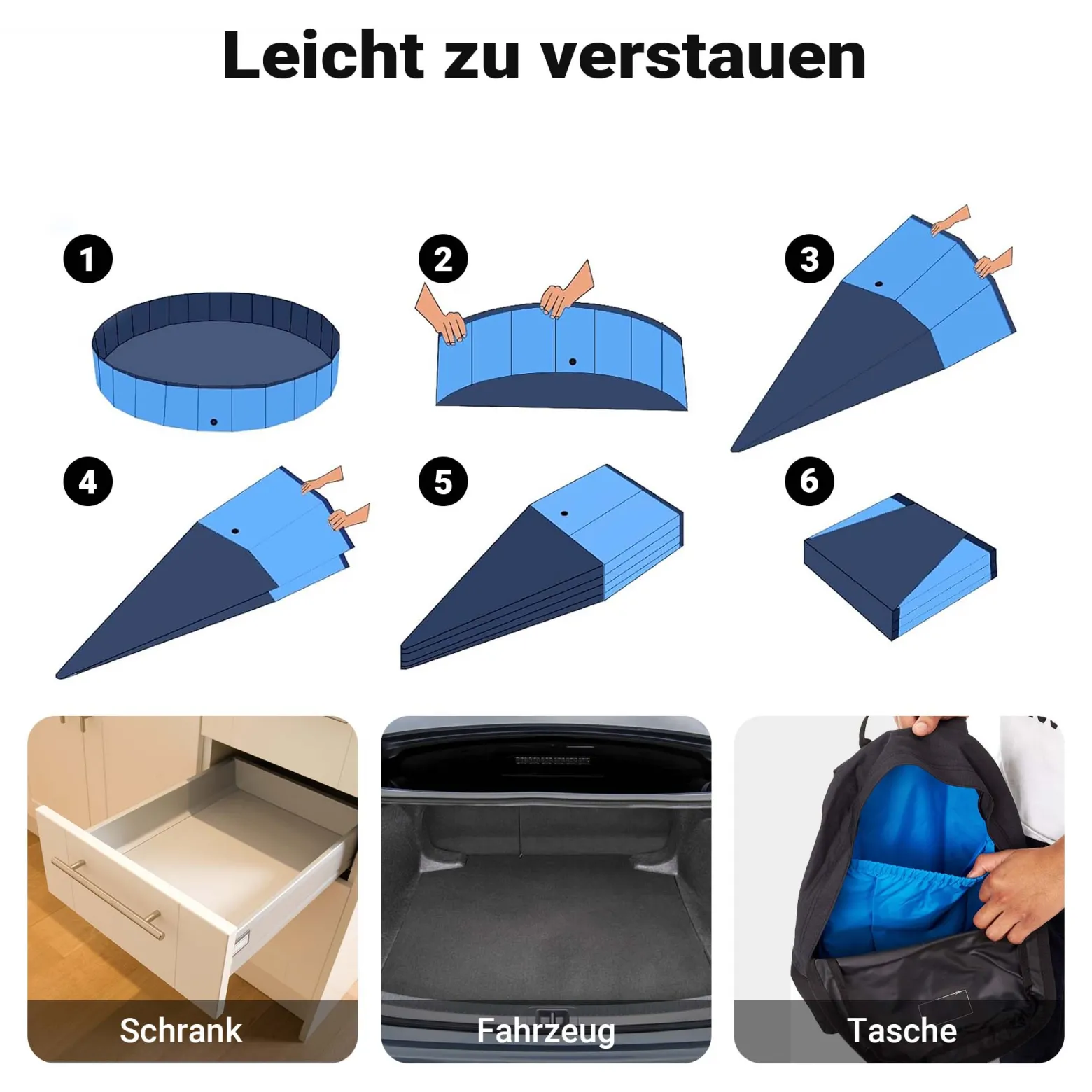 Fudajo Hundepool 60 x 20 cm rutschfestes Hundeplanschbecken, Hundeschwimmbad faltbar aus PVC, Hundebadewanne mit verstärkten Kanten, tragbarer Pool für Hunde