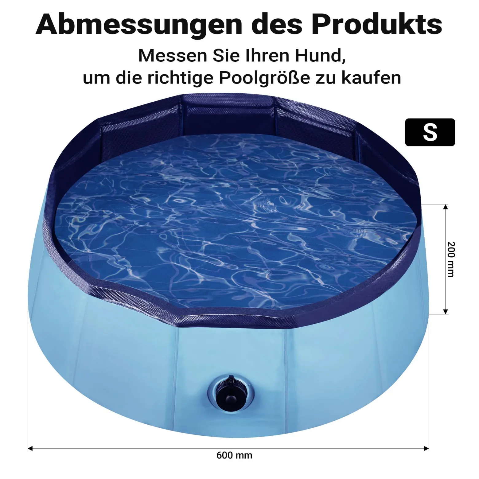 Fudajo Hundepool 60 x 20 cm rutschfestes Hundeplanschbecken, Hundeschwimmbad faltbar aus PVC, Hundebadewanne mit verstärkten Kanten, tragbarer Pool für Hunde