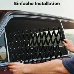Fudajo Hundeschutzgitter für Autofenster 17,7 x 24 cm, ausziehbares Lüftungsgitter, Frischluftgitter für Haustiere, Fenstergitter schwarz, Gitter für Autos