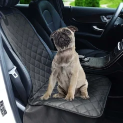 Fudajo Hunde Sitzbezug fürs Auto 100x50cm, Wasserfester und kratzfester Vordersitz Schoner gegen Schmutz, Hundedecke als Autoschondecke in Schwarz
