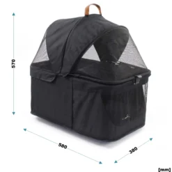 Fudajo 2in1 Hundebuggy zusammenklappbar in Schwarz, Hundewagen mit abnehmbarer Hundetragetasche, für kleine bis mittlere Hunde und Katzen