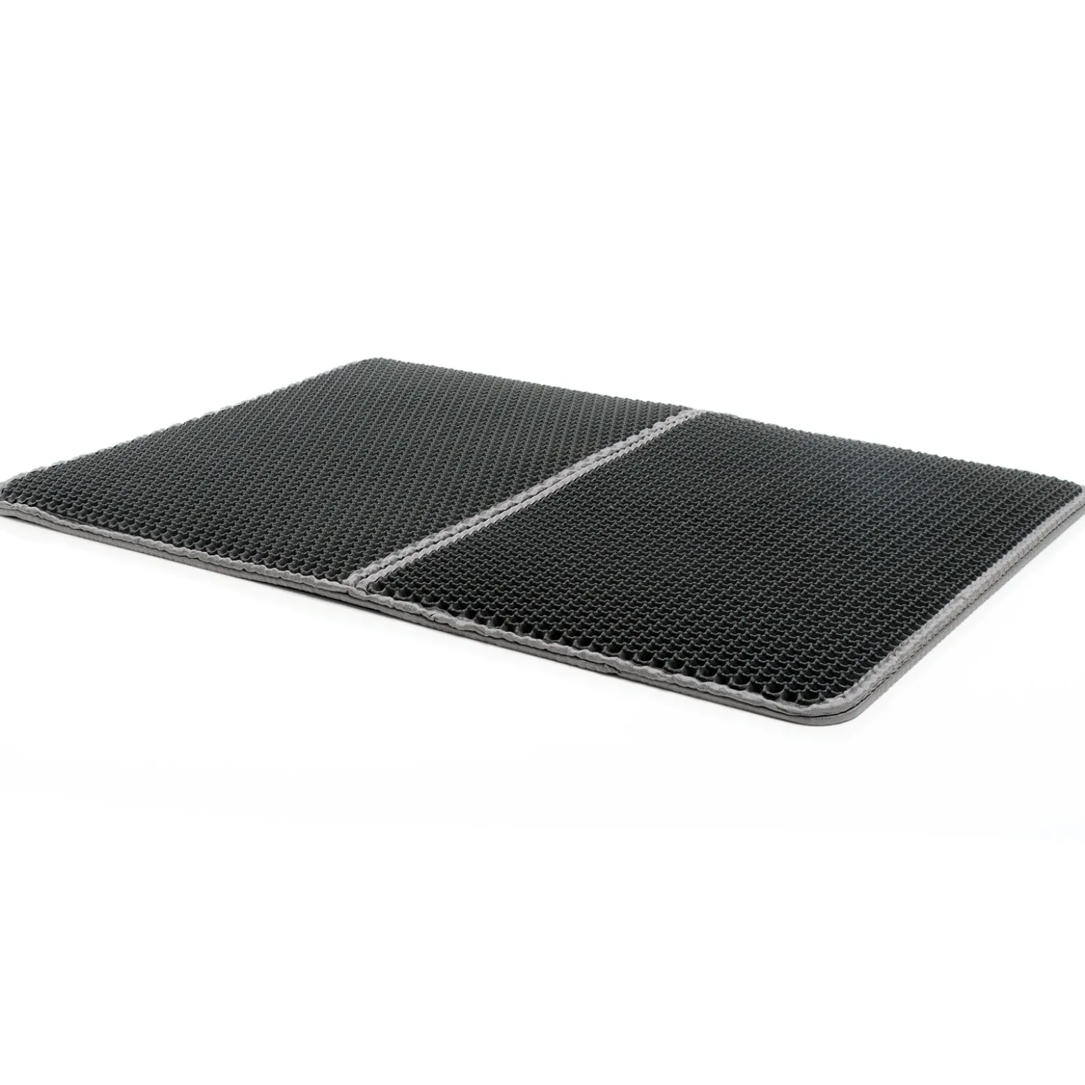 Fudajo Katzenstreu Matte faltbar 75 x 55 cm, Katzenklo Matte wasserdicht, Katzenstreu Auffangmatte mit 2 Schichten, Matte für Katzenklo im Wabendesign