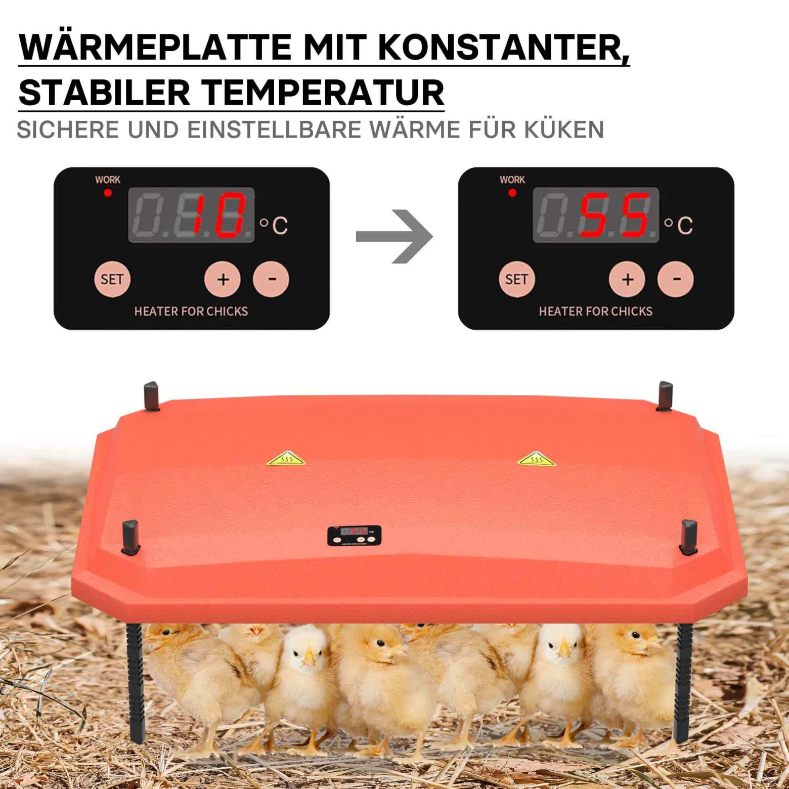 Fudajo Küken-Wärmeplatte 40x60cm 66W Heizplatte mit Temperaturregler für 45-50 Küken zur Kunstbrut