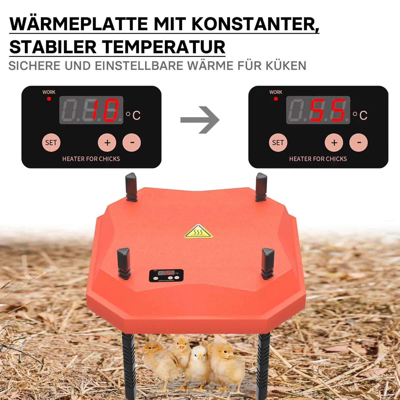 Fudajo Küken-Wärmeplatte 25x25cm 30W Heizplatte mit Temperaturregler für 15-20 Küken zur Kunstbrut