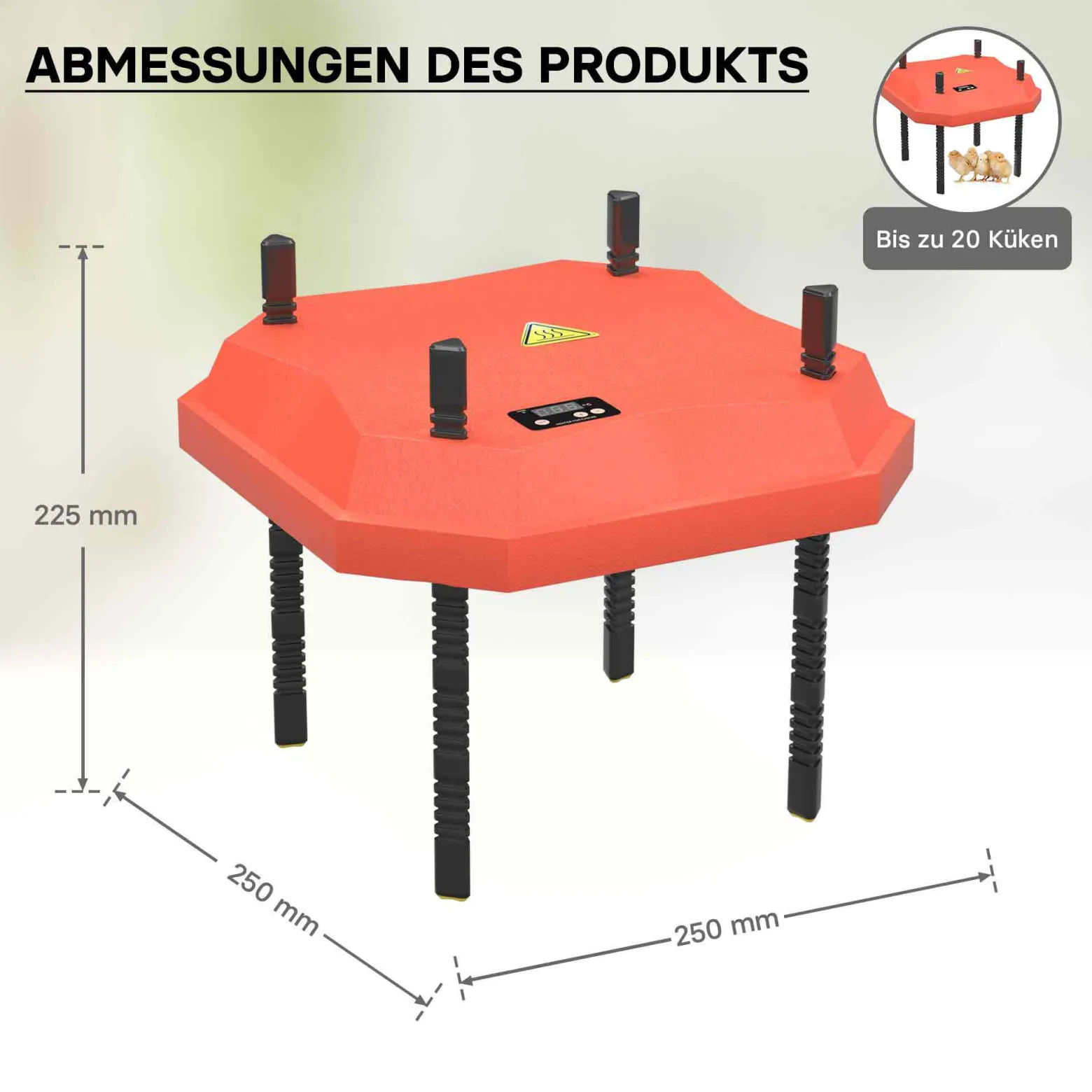 Fudajo Küken-Wärmeplatte 25x25cm 30W Heizplatte mit Temperaturregler für 15-20 Küken zur Kunstbrut