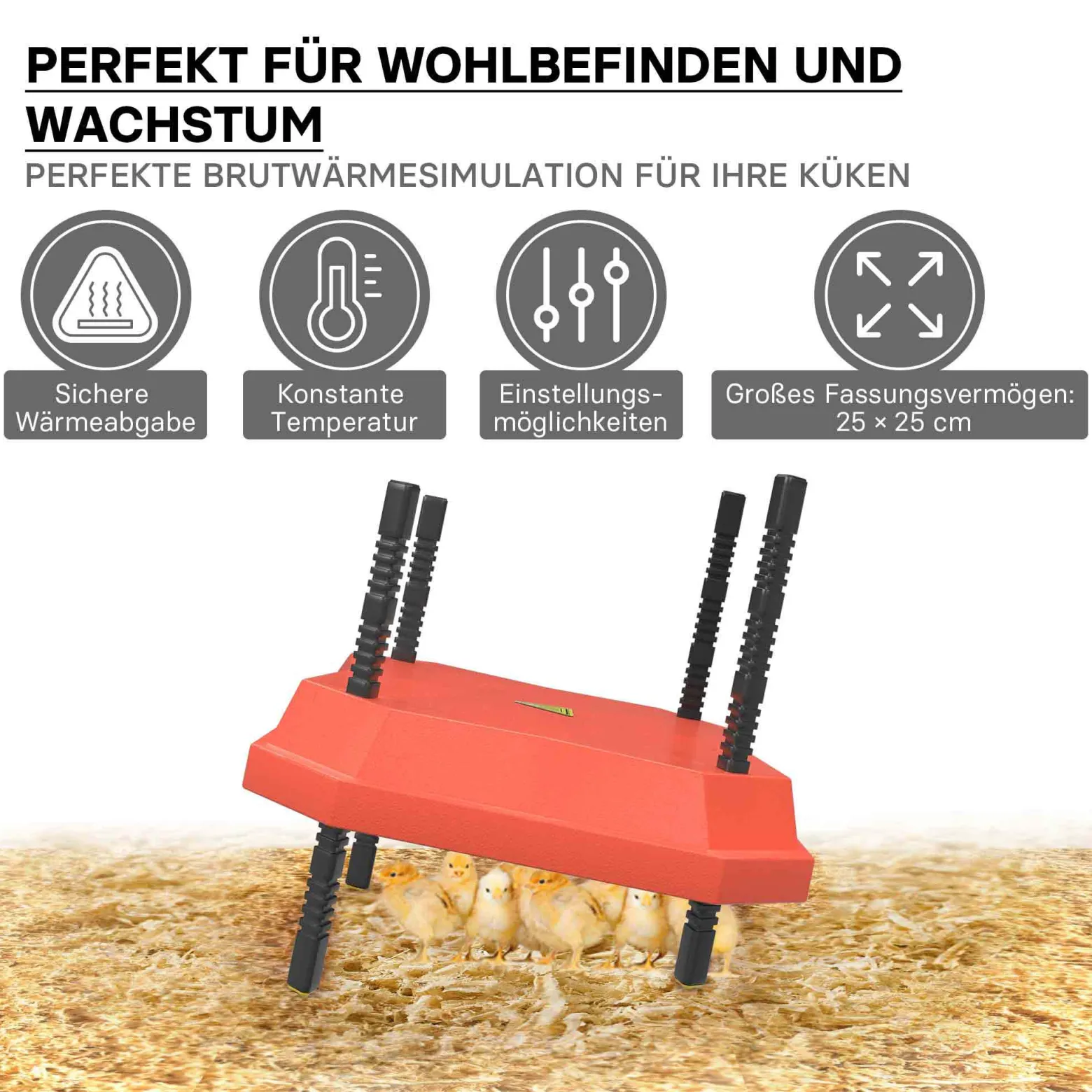 Fudajo Küken-Wärmeplatte 25x25cm 30W Heizplatte mit Temperaturregler für 15-20 Küken zur Kunstbrut