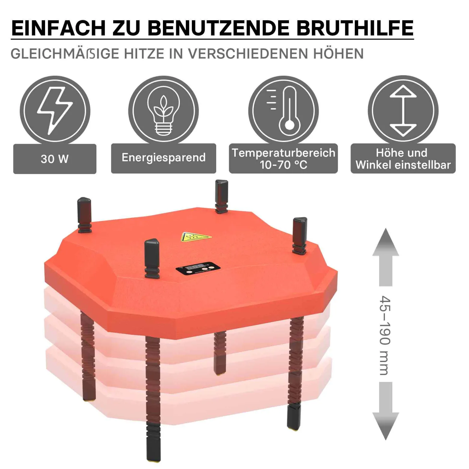 Fudajo Küken-Wärmeplatte 25x25cm 30W Heizplatte mit Temperaturregler für 15-20 Küken zur Kunstbrut